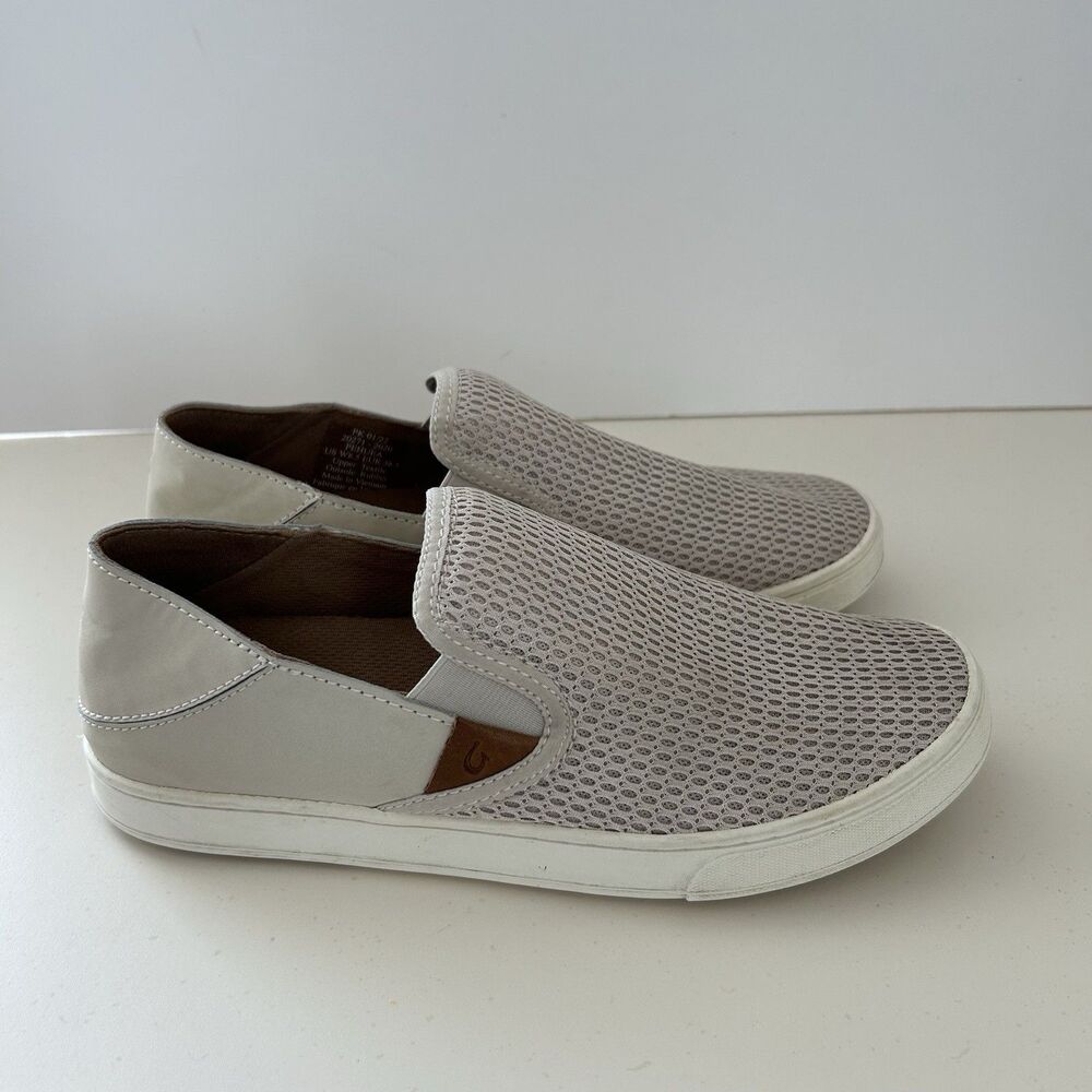Olukai Slip On Sneakers Pehuea Womens Sz 8.5 Tan Minimalist Coastal Travel Beach
